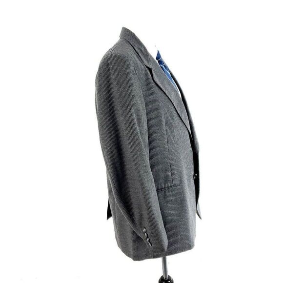 Oleg Cassini Wool 2 Button 2 Piece Suit 40S Gray Striped 38/29 Flat Front Mid Ri - Picture 7 of 10
